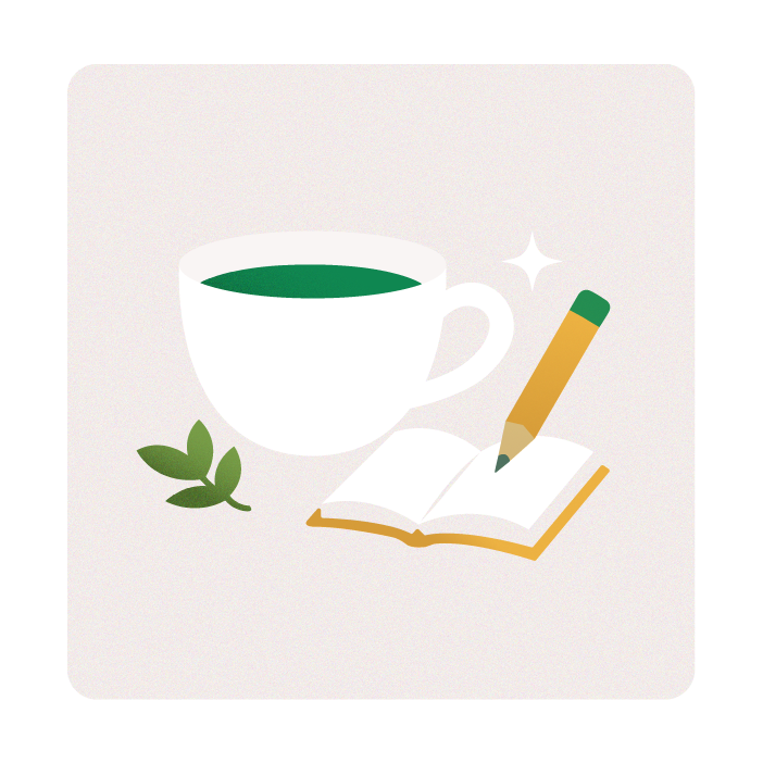 湯気の出るお茶と月のイラスト