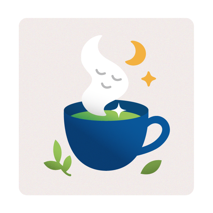 読書ノートと緑茶のイラスト